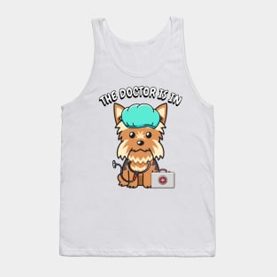 Cute yorkshire terrier dog is a doctor Tank Top